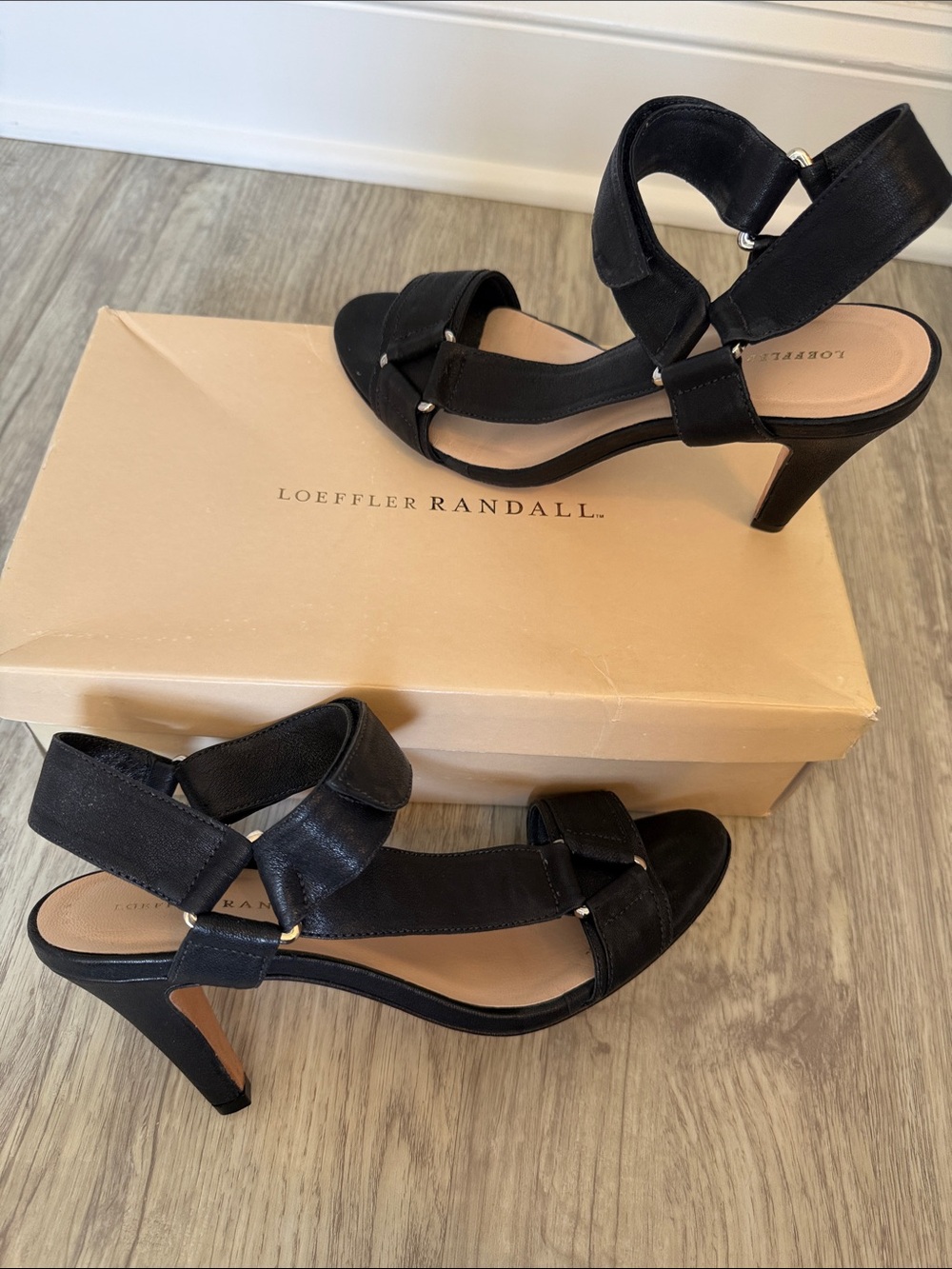 Loeffler Randall Black Velvet Strappy Mid-Heels
